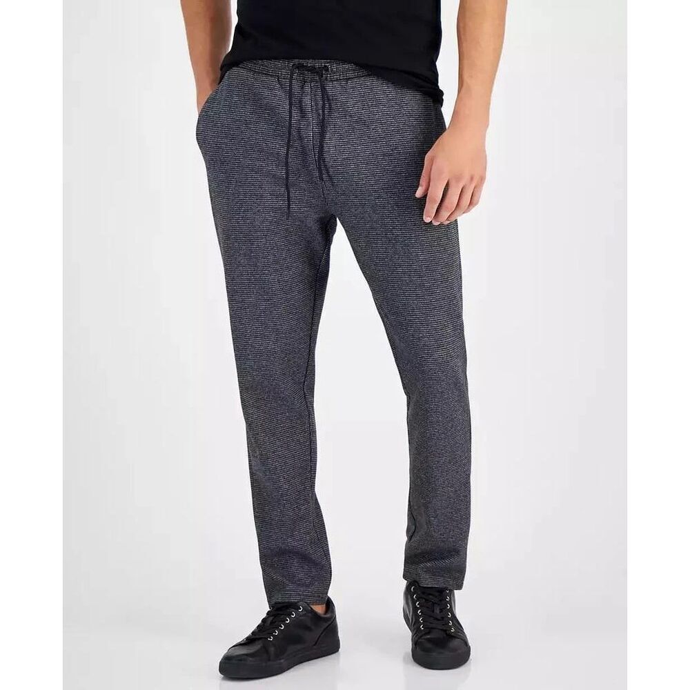 Karl Lagerfeld Paris Slim-Fit Athletic Tapered Textured Track Pants Grey/Black X